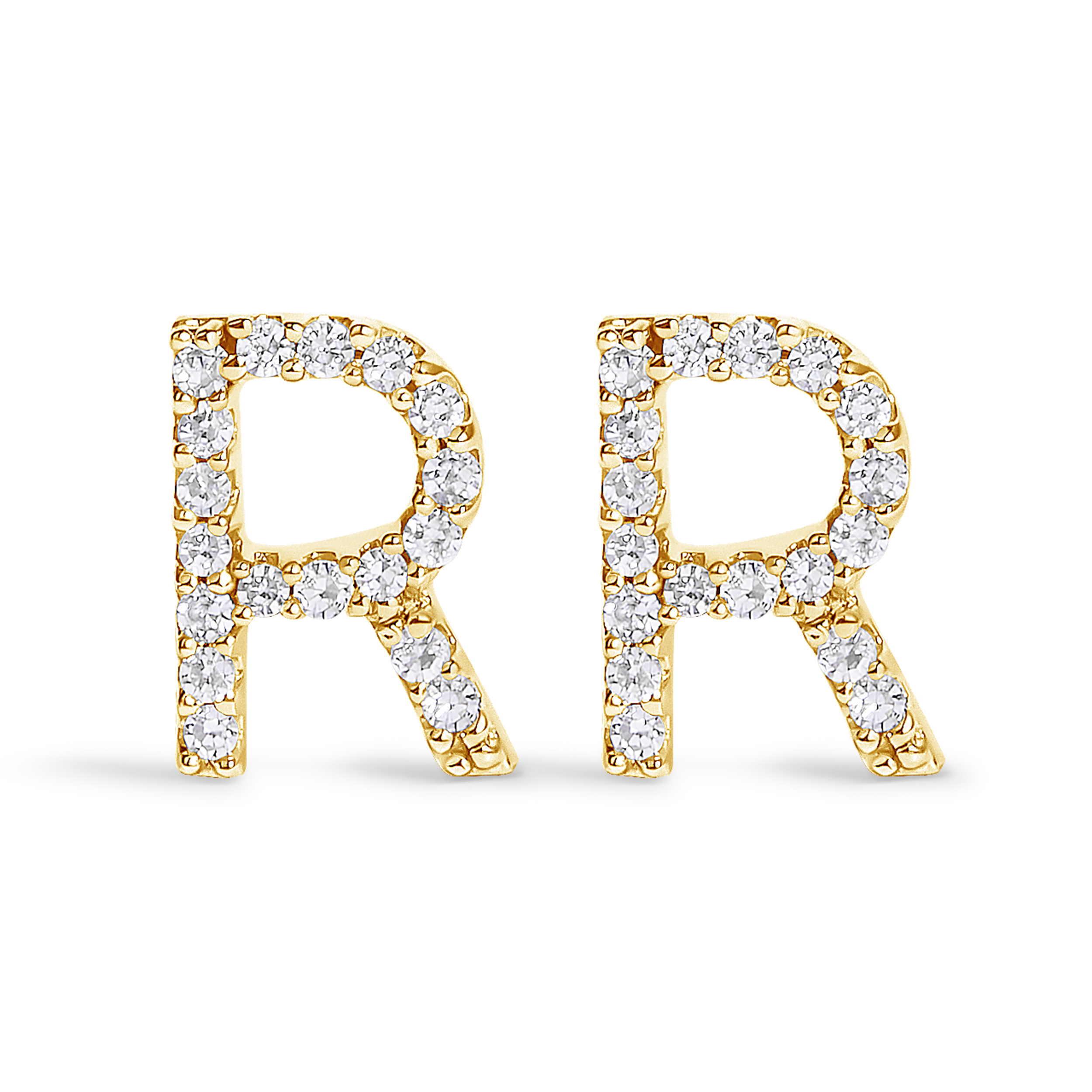 10k Yellow Gold 1/10 Cttw Diamond 'R'